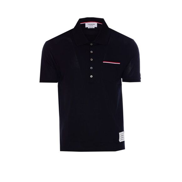 Thom Browne Men Stripe Logo Piquet Polo